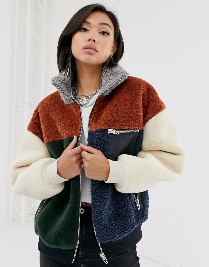 Blank Nyc Color Block Borg Bomber-multi