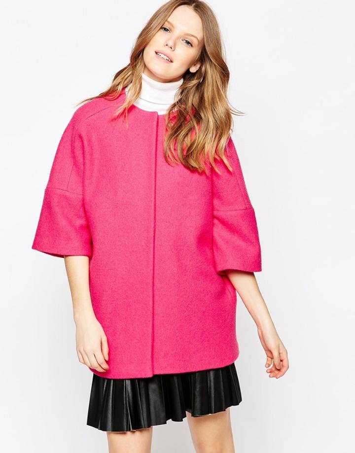 Helene Berman Kimono Coat In Fuschia - Fuschia