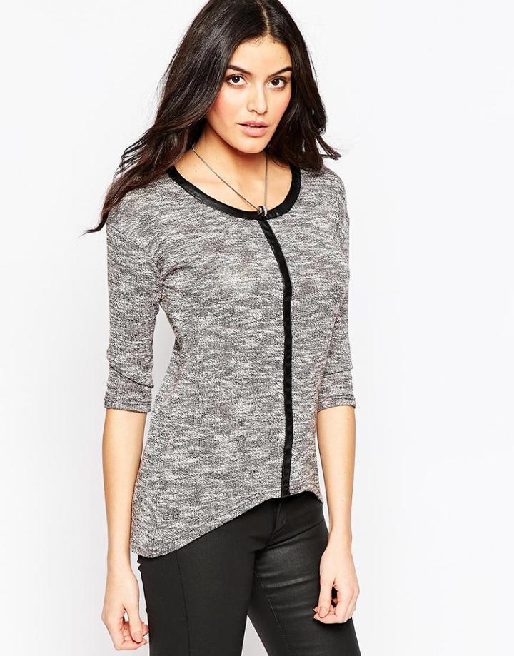 Madam Rage Cardigan With Contrast Edging - Gray