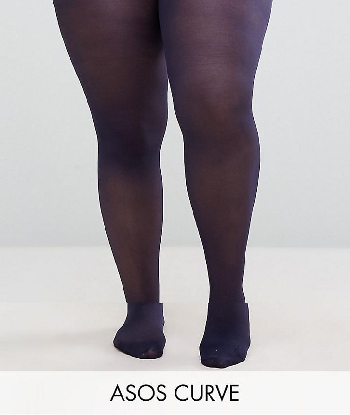 Asos Curve 40 Denier Tights In Navy - Navy