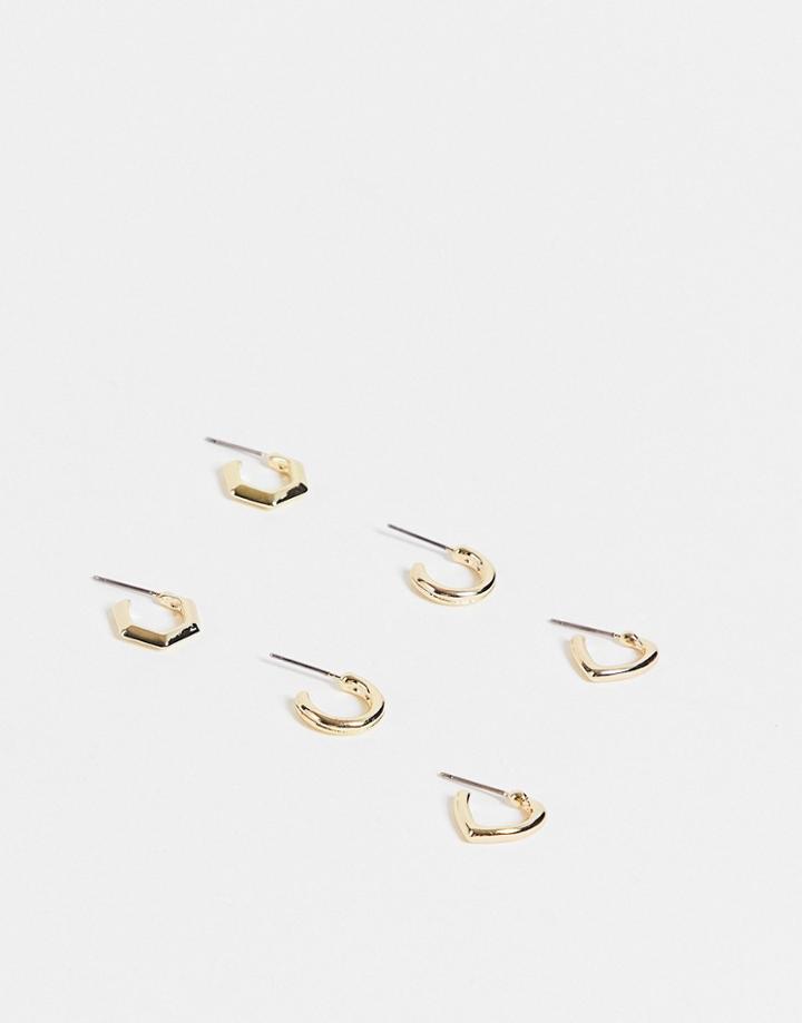 Pieces 3 Pack Mixed Huggy Hoops In Gold