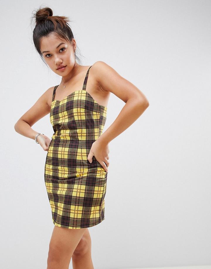 Kubban Plaid T-shirt Dress - Yellow