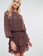 Y.a.s Rush Tiered Skirt Long Sleeve Ruffle Dress - Multi