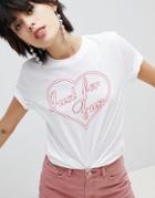 Pieces Heart Slogan T-shirt - White
