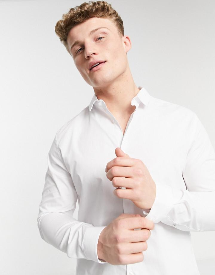 River Island Long Sleeve Cvc Shirt In White