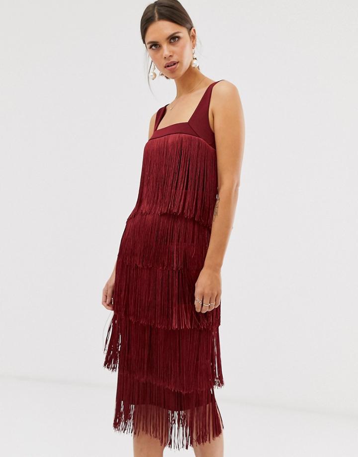 Asos Design Fringe Midi Dress
