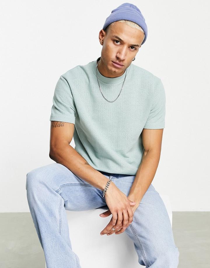 Asos Design Relaxed T-shirt In Texture In Light Green
