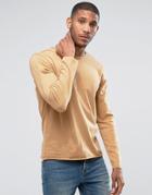 Another Influence Basic Raw Edge Long Sleeve Top - Tan