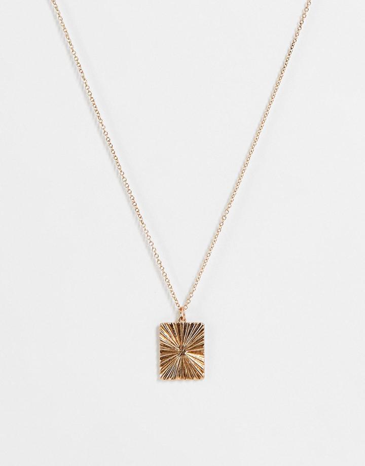 Allsaints Textured Fan Pendant Short Necklace In Gold