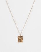 Allsaints Textured Fan Pendant Short Necklace In Gold