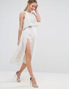 Asos Crop Top Thigh Split Midi Dress - Cream