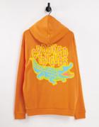 Crooked Tongues Hoodie With Crocodile Back Print In Orange