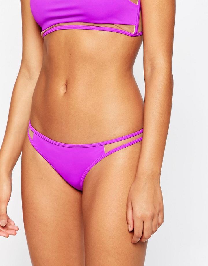 Asos Mix And Match Mesh Insert Brazilian Bikini Bottom - Purple