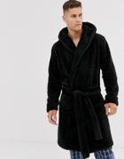 Asos Design Lounge Fleece Robe In Black