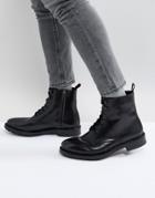 Hugo By Hugo Boss Defend Calf Leather Fur Lined Boots In Black - Black