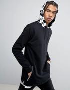 Asos Oversized Hoodie With Checkerboard Print - Black