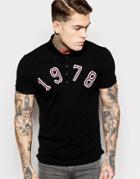 Diesel Polo T-daniel-aa Pique With 1978 Applique In Black - Black