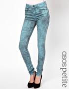 Asos Petite Ridley Supersoft High Waisted Ultra Skinny Jeans In Aqua Marble Wash - Blue