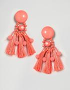 Asos Bead & Pom Tassel Earrings - Orange
