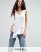 Asos Tall Sleeveless Top With Shirting Hem - White