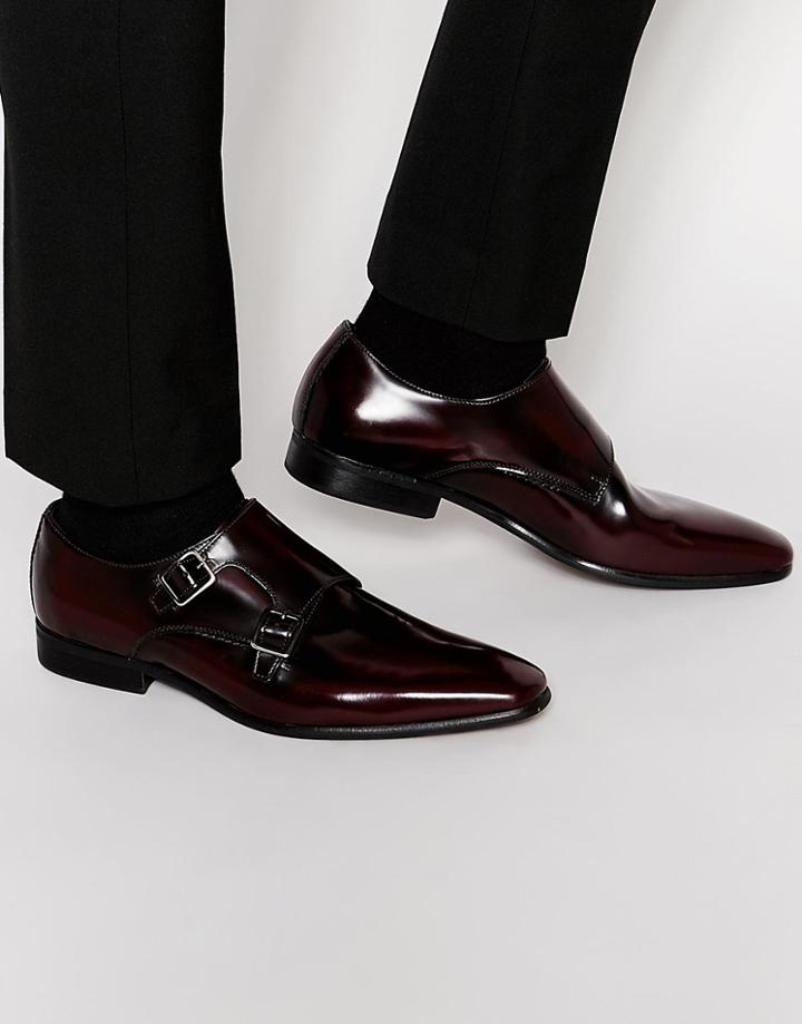 Kurt Geiger Root Leather Monk Shoe - Red