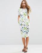 Asos Wiggle Dress In Watercolour Floral Print - Multi