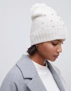 Oasis Pearl Detail Beanie Hat - Cream
