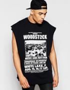 Asos Sleeveless Sweatshirt With Woodstock Print - Black