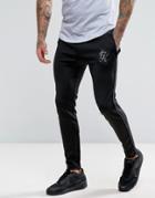 Gym King Track Skinny Joggers In Black With Reflective Logo - Black