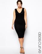 Asos Curve Exclusive Body-conscious Dress With V-neck - Black