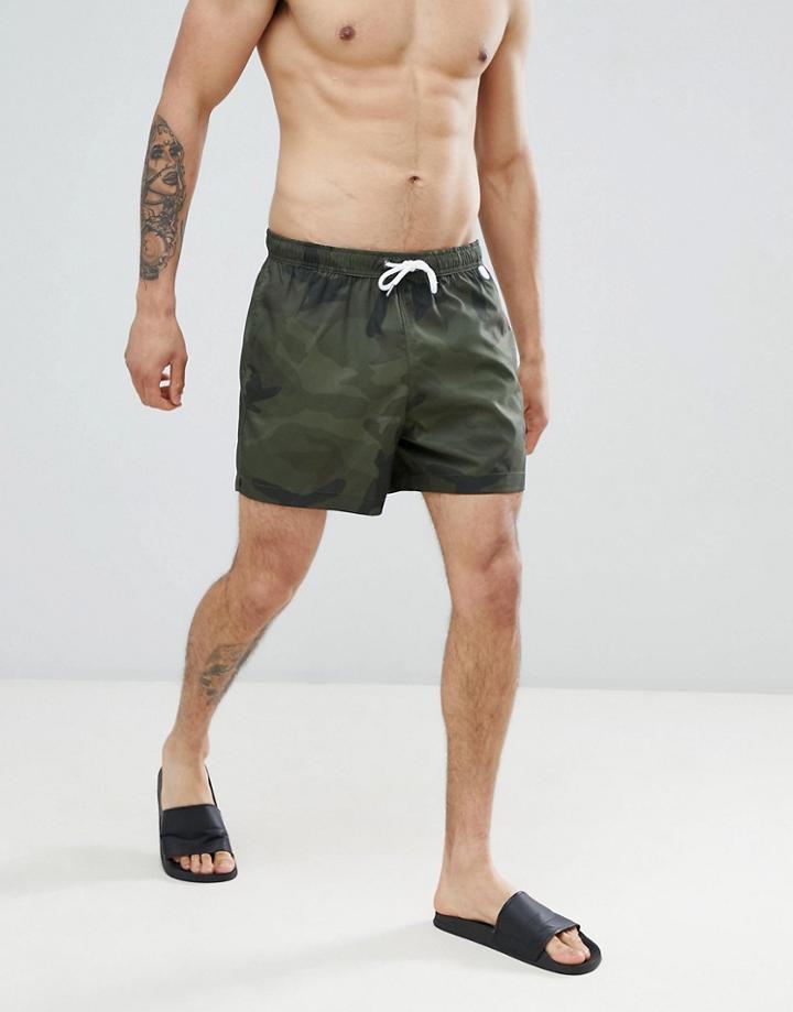 Abercrombie & Fitch 5 Inch Camo Print Swim Shorts In Green - Green