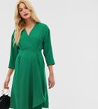 Y.a.s Tall Long Sleeve Wrap Mini Dress - Green