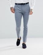 Asos Wedding Super Skinny Suit Pants In Mini Check - Blue