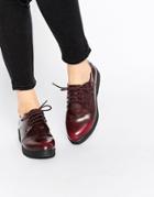 Blink Chunky Lace Up Flat Shoes - Bordeaux Box Pu