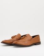 Asos Design Loafers In Tan Leather-brown