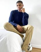 Topman Twist Heather Crew Sweater In Navy