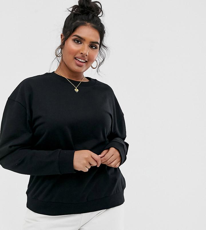Asos Design Curve Ultimate Organic Cotton Sweat In Black - Black