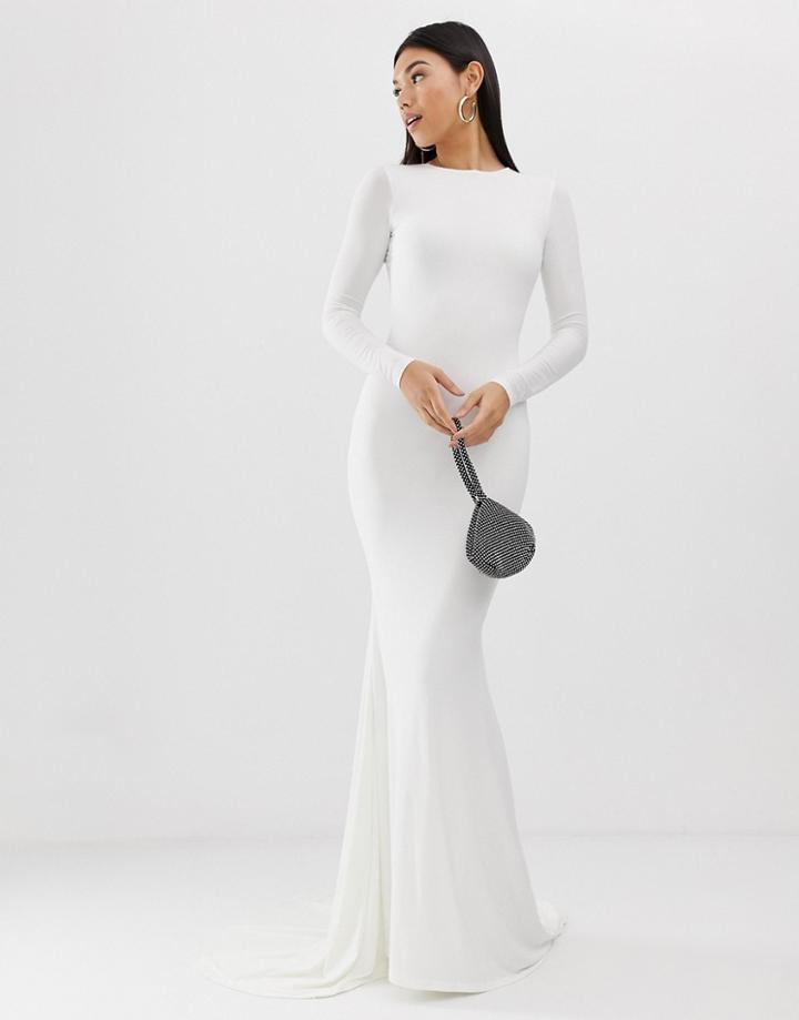 Club L Fishtail Maxi Dress In White - White