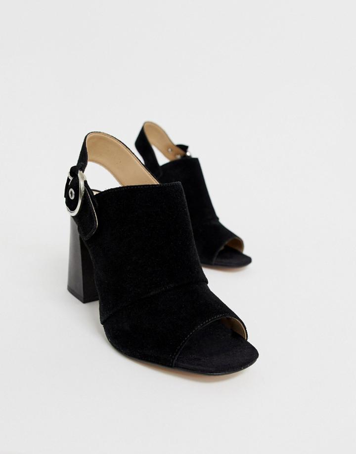 Aldo Elalyan Buckle Heeled Leather Sandals In Black