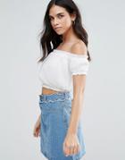 Wyldr Wildfire Crushed Chiffon Off The Shoulder Top - Cream