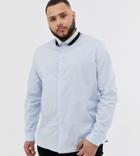 Asos Design Plus Shirt In Light Blue With Rib Detail - Blue