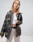 Herschel Classic Hooded Waterproof Jacket In Camo - Green