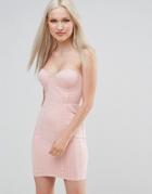 Ax Paris Suedette Bandeau Dress - Pink