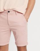 Topman Chino Skinny Shorts In Pink