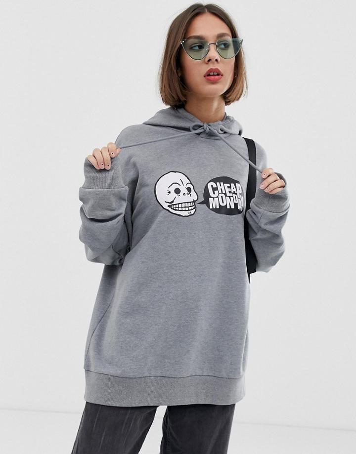 Cheap Monday Logo Hoodie With Organic Cotton - Gray