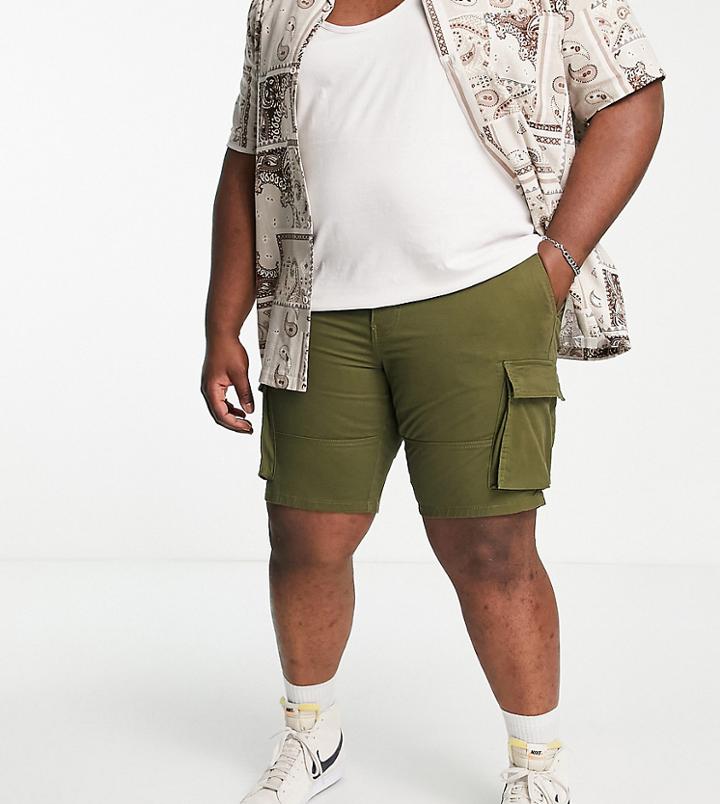 Only & Sons Plus Slim Fit Cargo Shorts In Green