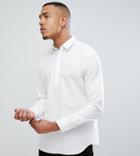 Selected Homme Tall Half Placket Regualr Fit Linen Shirt - White