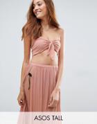 Asos Tall Beach Bandeau Top With Twist Front Co-ord - Pink