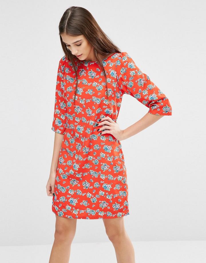 Trollied Dolly Gift Of A Shift Floral Print Dress - Orange