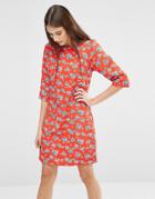 Trollied Dolly Gift Of A Shift Floral Print Dress - Orange